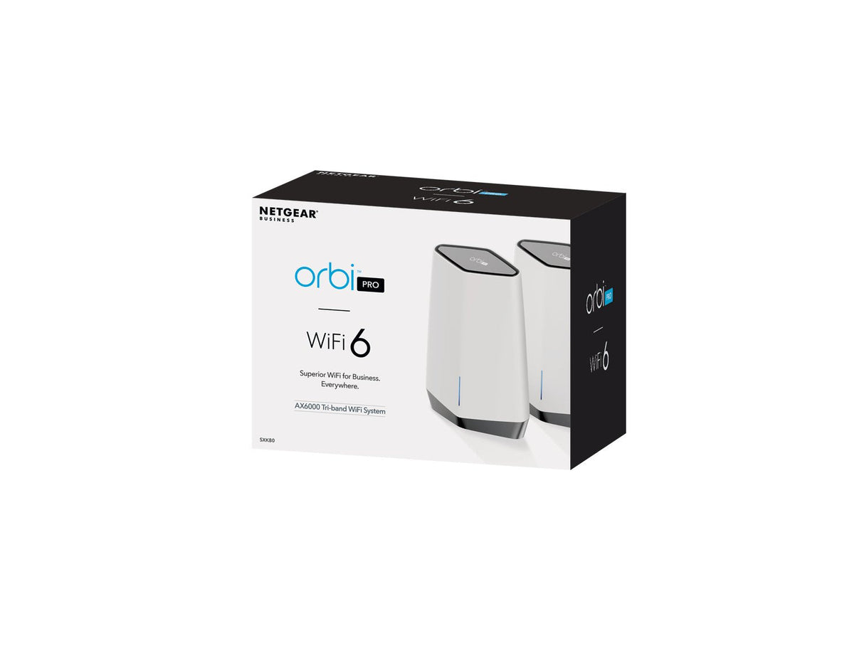Netgear Orbi Pro Router Inalámbrico Tribanda (2,4 Ghz/5 Ghz/5 Ghz) Gigabit Ethernet Blanco, Enrutador De Malla Blanco, Wi-Fi 6 (802.11ax), Tribanda (2,4 Ghz/5 Ghz/5 Ghz), Ethernet, Blanco, Router De Sobremesa