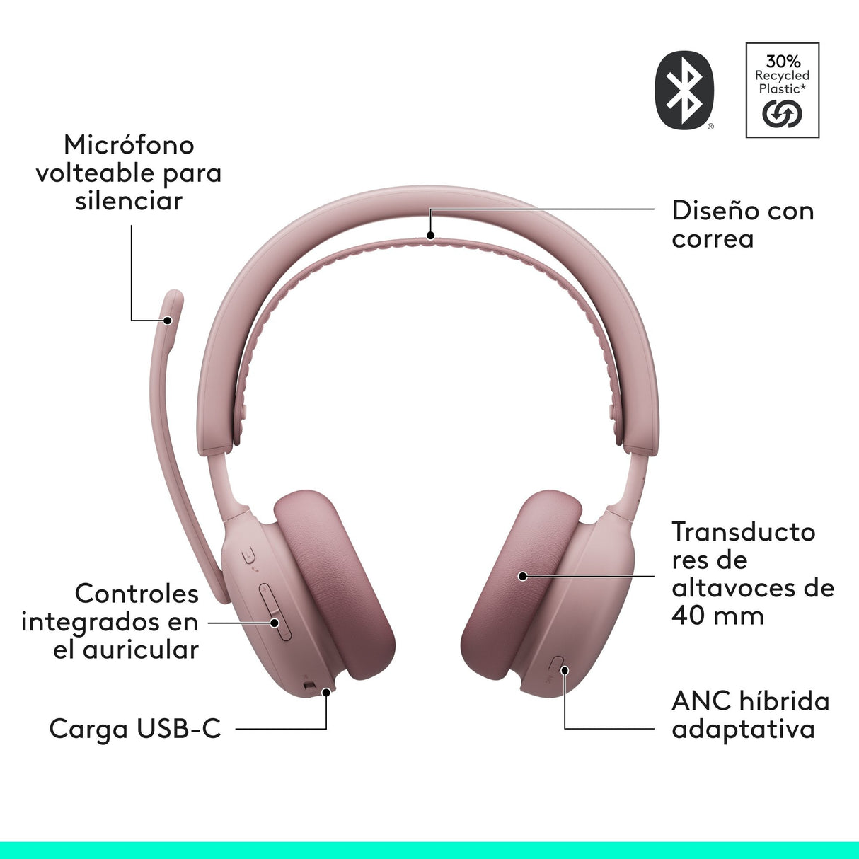 Logitech Zone Wireless 2 Es - Rose