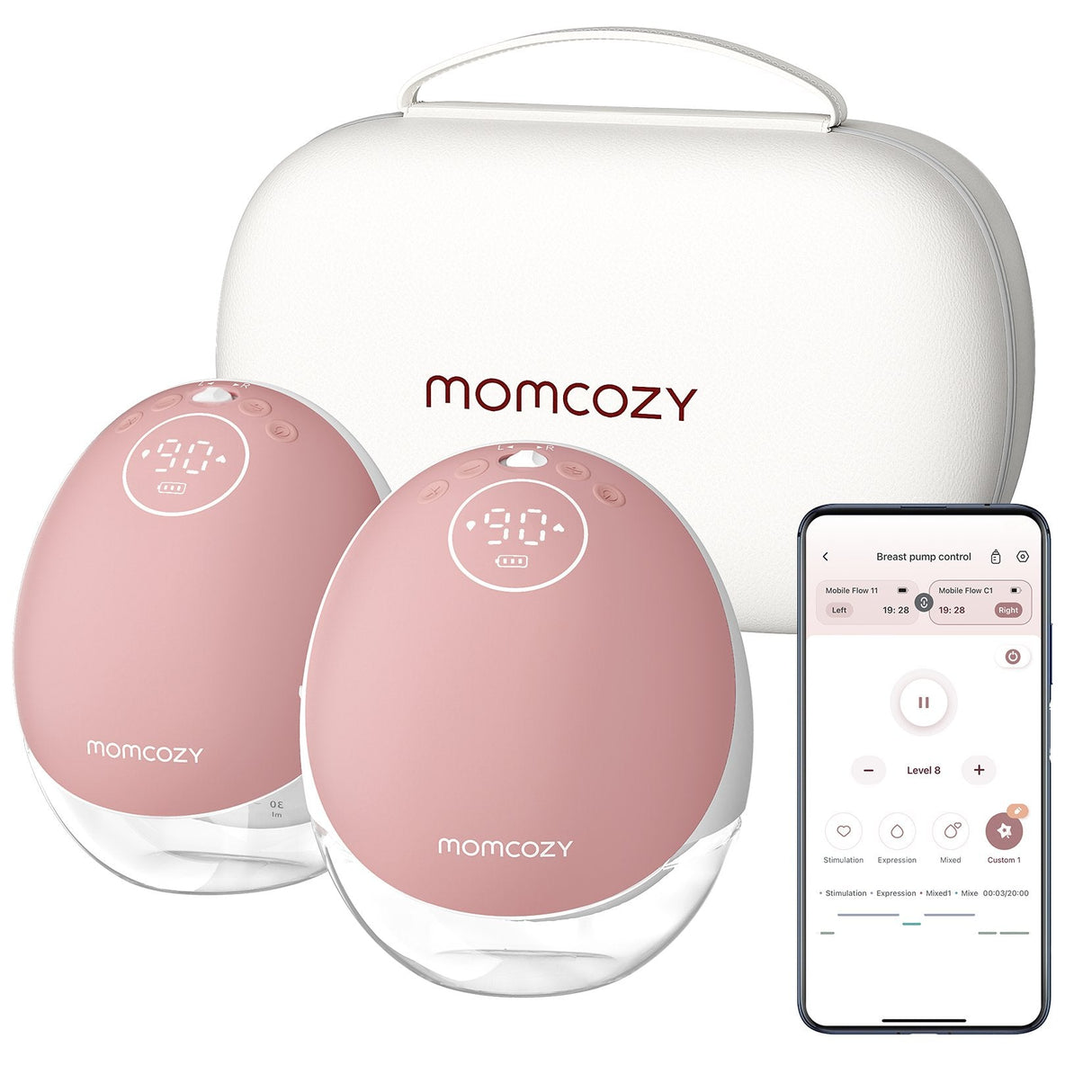Momcozy M9 Mobile Milchpumpe, Doble, Con Batería, Caja De Almacenamiento