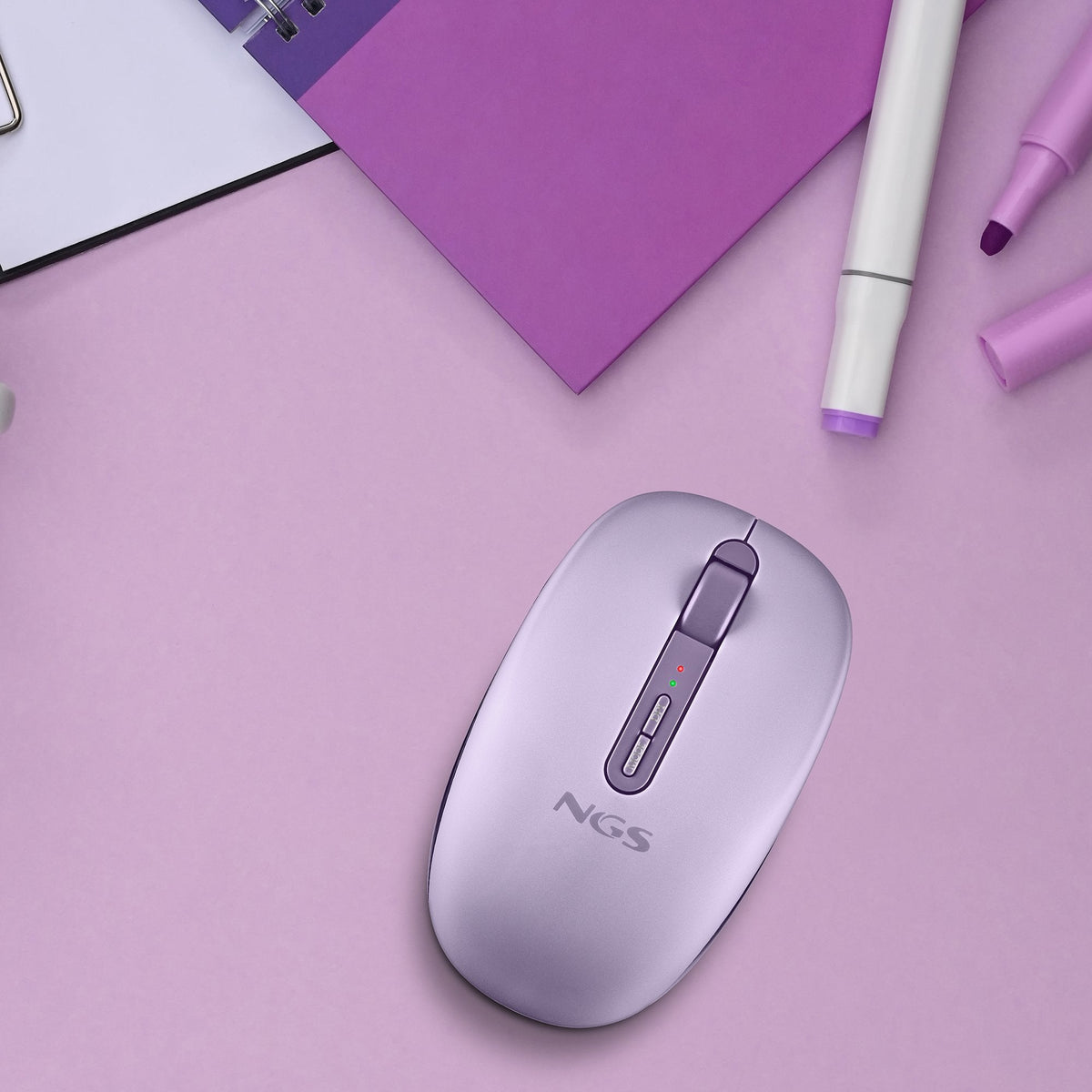 Ratón Ergonómico Inalámbrico Ngs Fog Dual Fogdualpurple Silencioso Hasta 1600 Dpi Púrpura