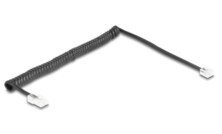 Delock 88479 Cable Telefónico En Espiral Rj11 Macho A Rj45 Macho Negro 2 M