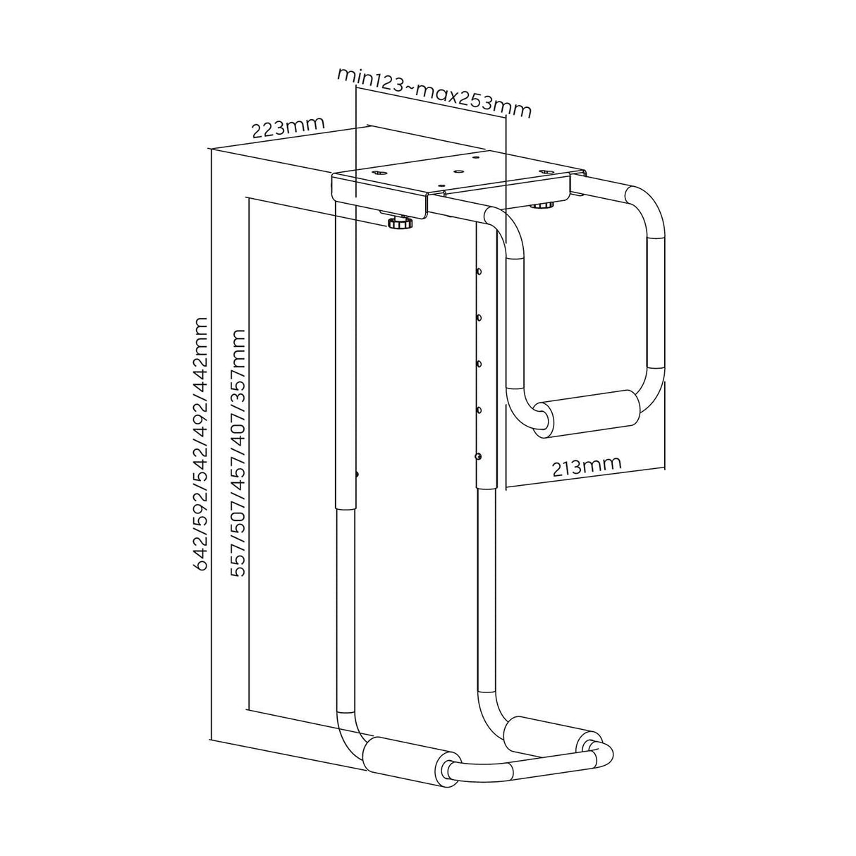Aisens Soporte Altura Personalizable Para Cpu Por Debajo De Escritorio