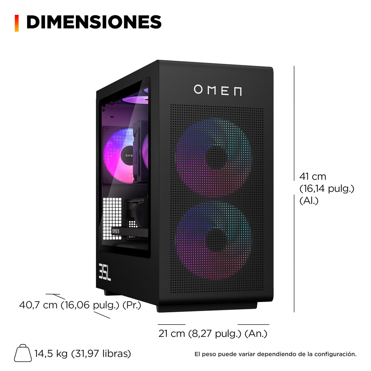 Pc Sobremesa Hp Omen 35l Gt16-1006ns Amd Ryzen 7 9800x3d 32gb 1tb Ssd Rtx 5070 Ti Windows 11 Wifi7