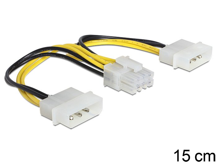 Delock 83410 Cable De Alimentación 2 X Molex > 8 Pines Eps 15 Cm