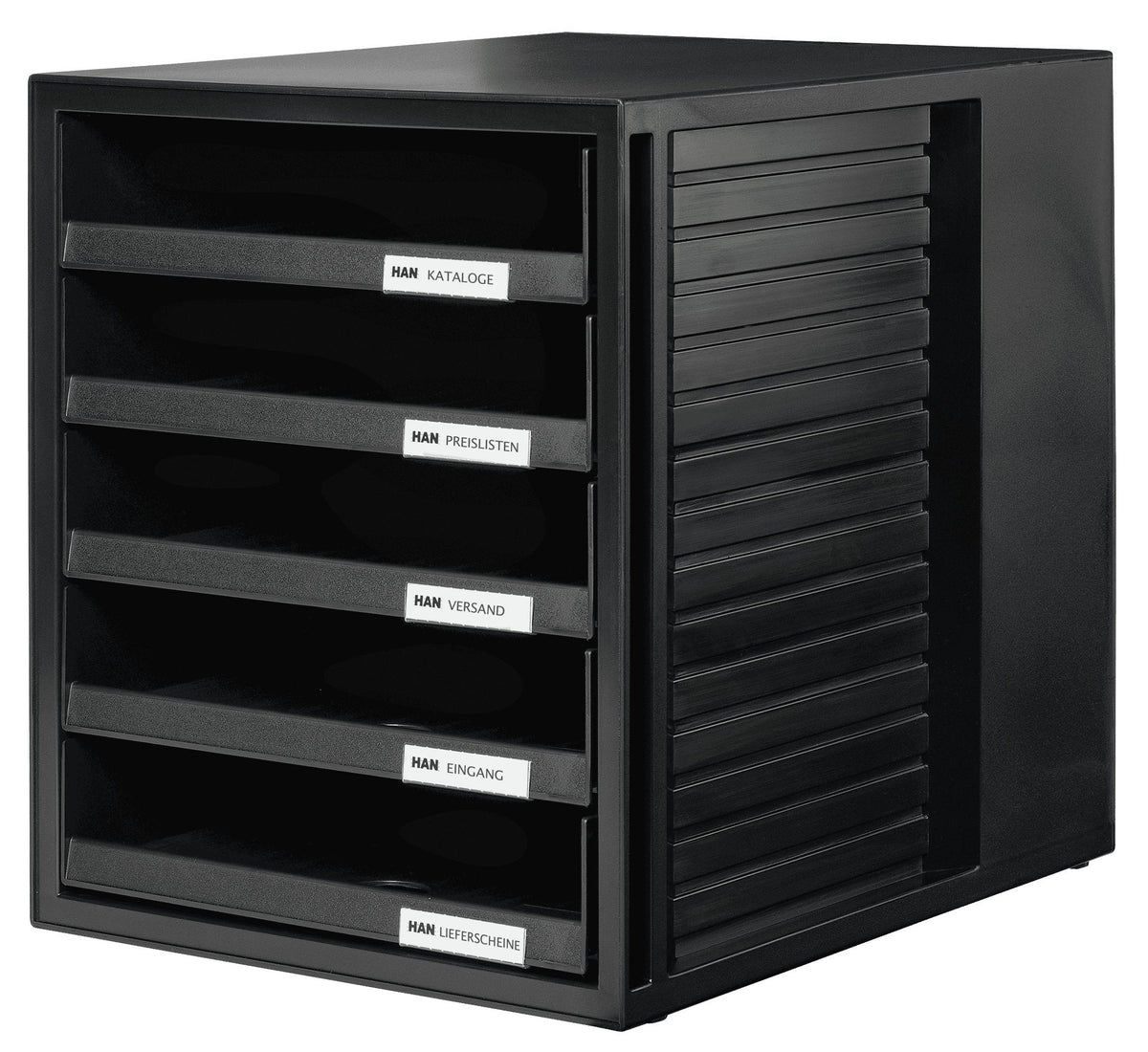 Han Schubladenbox Schrank-Set,Din A4 5 Schubladen, Negro