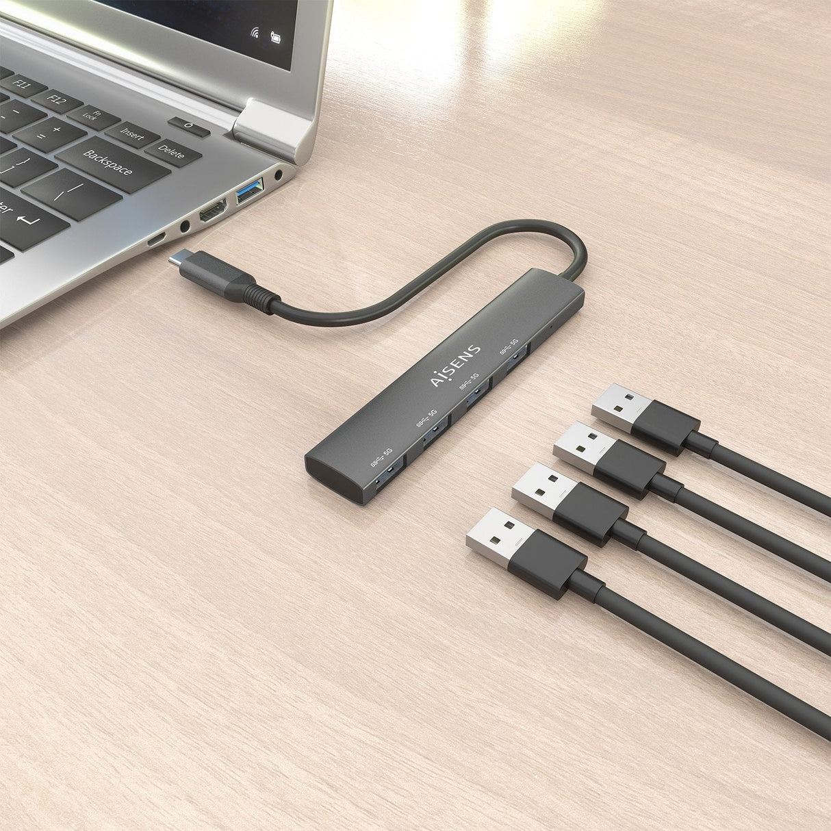 Aisens Hub Usb 3.1 Usb-C, Usb-C/M-4xtipo A/H, Gris, 15cm