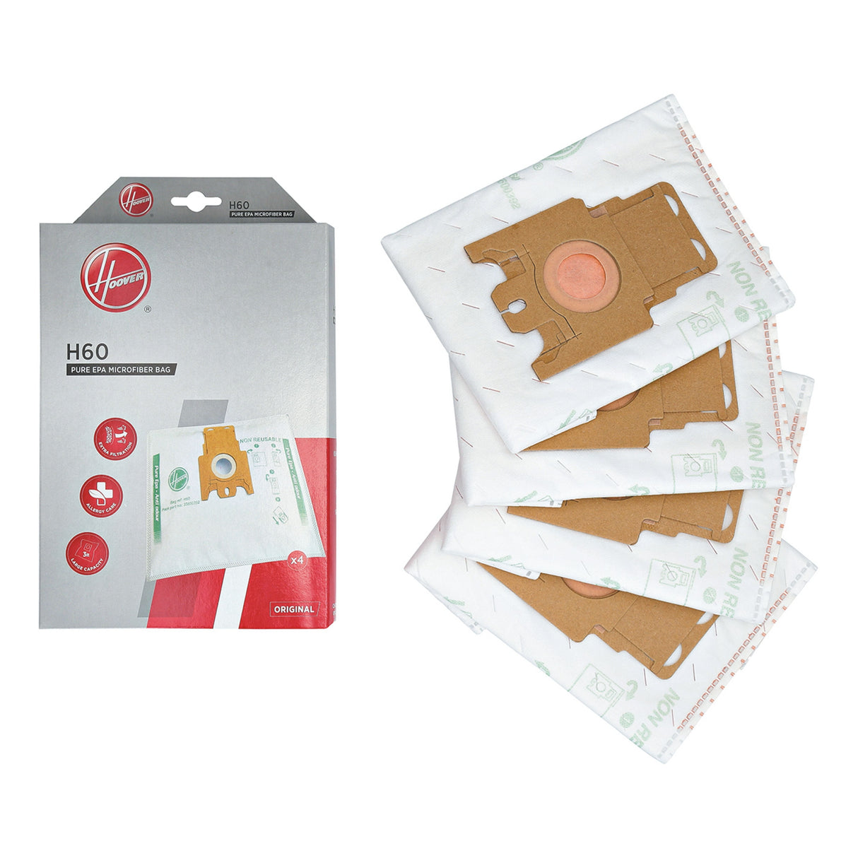 Bolsa Pure Hepa Hoover H60 Para Aspirador Telios Plus 4 Unidades