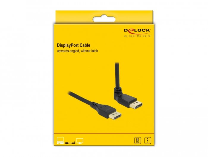 Cable Delock Displayport Stecker Gerade Zu Stecker 90° Oben Gewinkelt 8k 60 Hz 2 M Ohne Einrastfunktion
