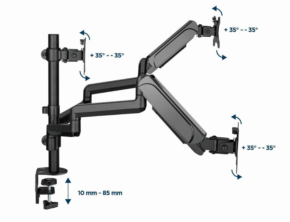Gembird Desk Mounted Adjustable Mounting Arm For 3 Monitors - Full-Motion