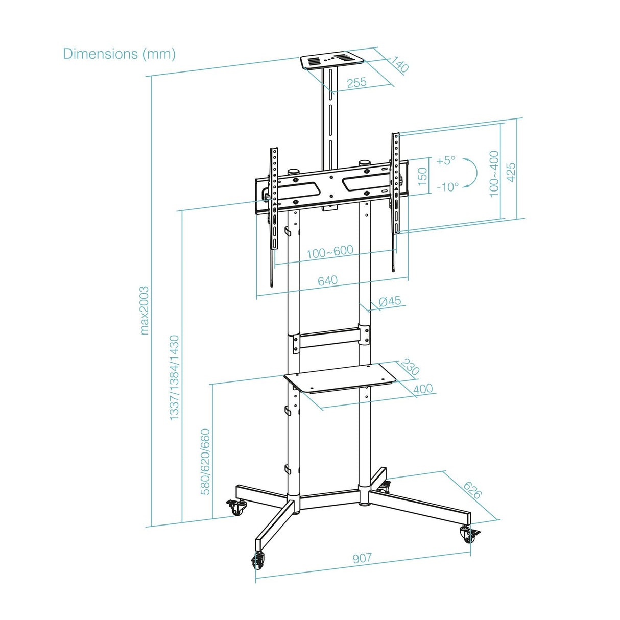 EAN 8433281016996 - TooQ FS1151M-B soporte para TV 177,8 cm (70") imagen 6