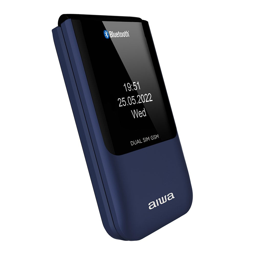 Movil Senior Fp-24bl Blue Aiwa Diseño Flip Dualsim Botones Grandes Pantalla 2.4 Bluetooth Puerto Micro-Usb