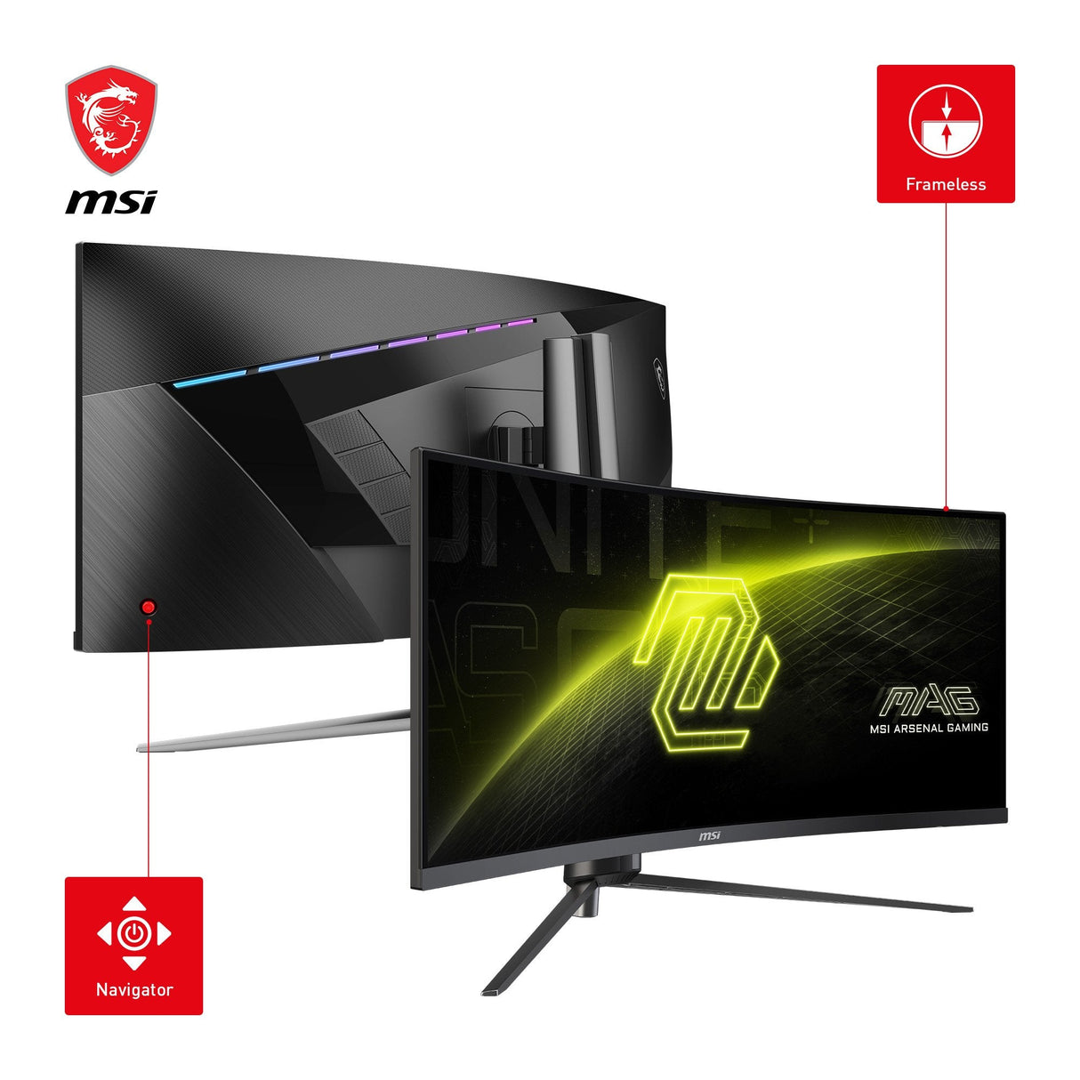 Msi Mag 345cqrde, Monitor Gaming 86 Cm 34", Negro, Uwqhd, Va, Curvo, Ai-Vision, Panel 180hz 9s6-3dd14h-003