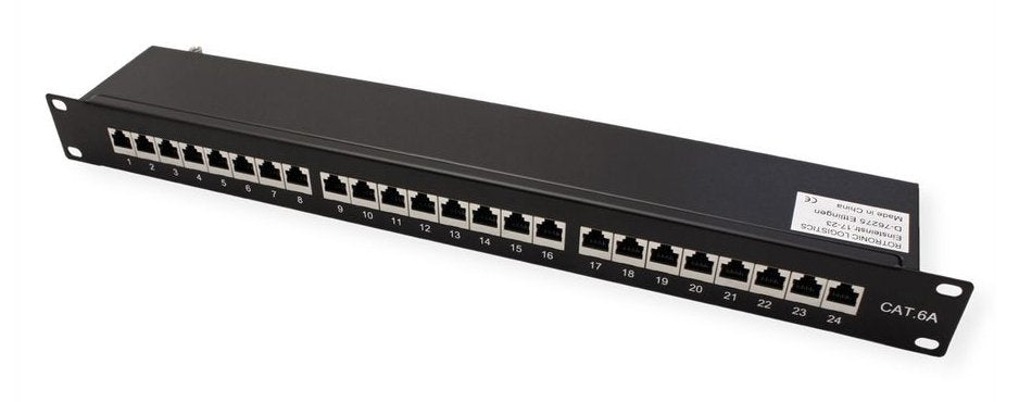 Kat.6a Class Ea 19-Patchpanel 24 P Apantallado Negro