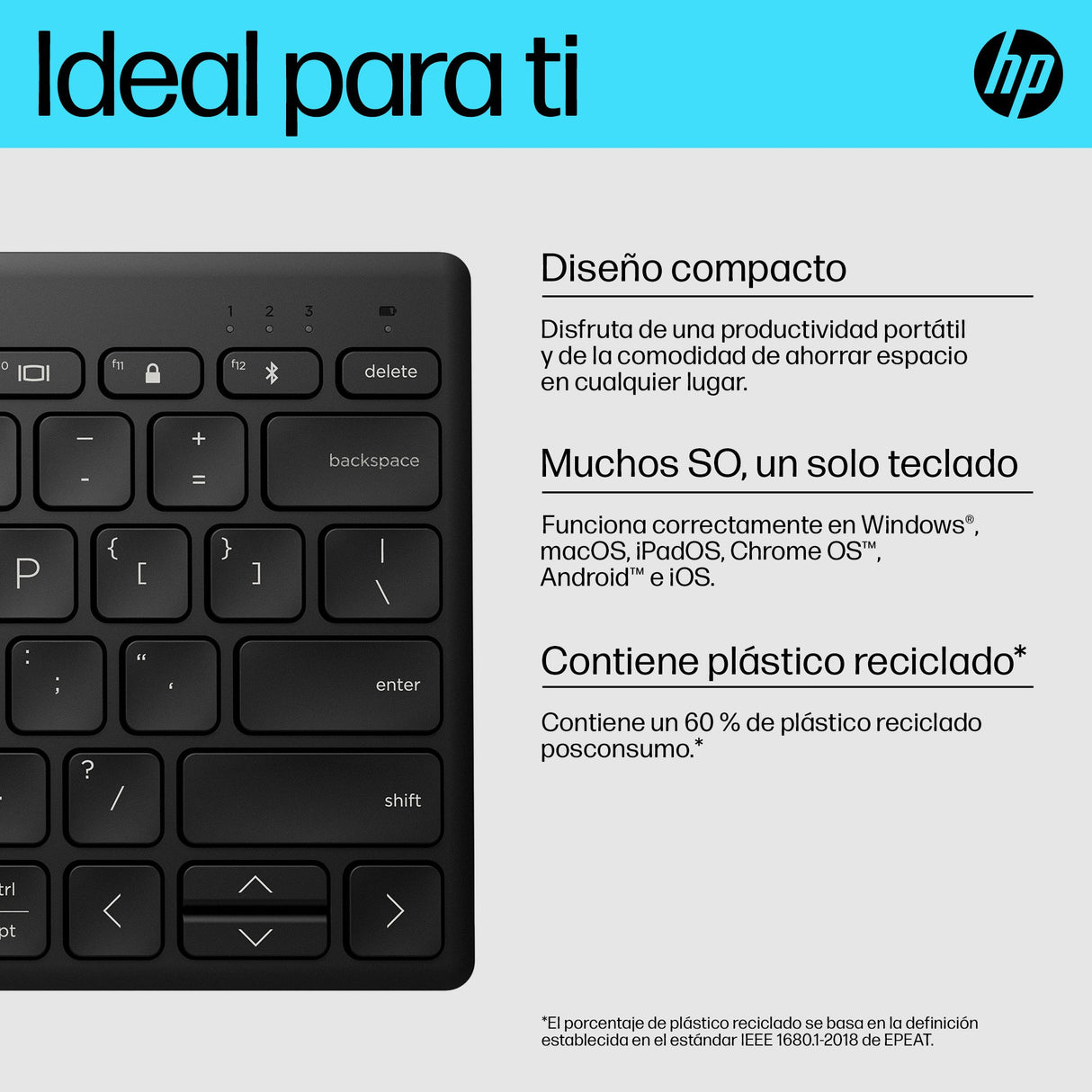 EAN 0196548516308 - HP 355 Compact Multi-Device Keyboard teclado Hogar Negro imagen 10