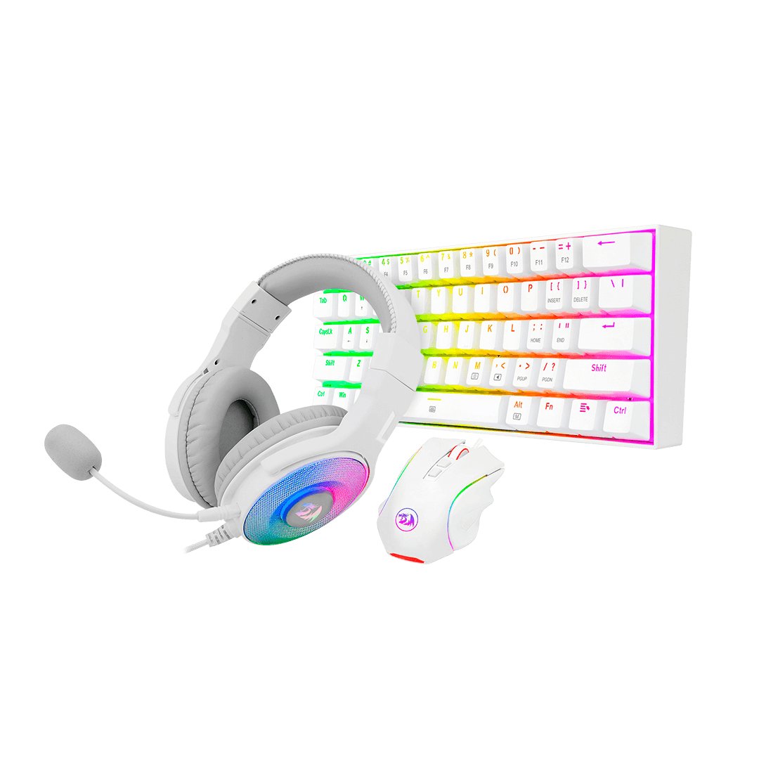 Redragon Combo Teclado+Ratón+Auricular K630rgbw+M607w+H350rgb-1-W Blanco Español