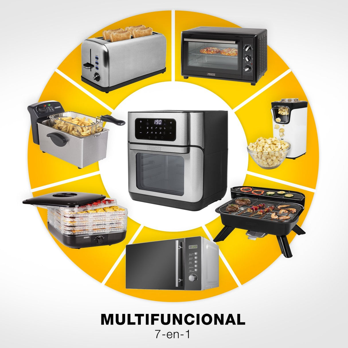 EAN 8713016091451 - Princess 182065 Sencillo 10 L Independiente 1500 W Freidora de aire caliente Plata imagen 61