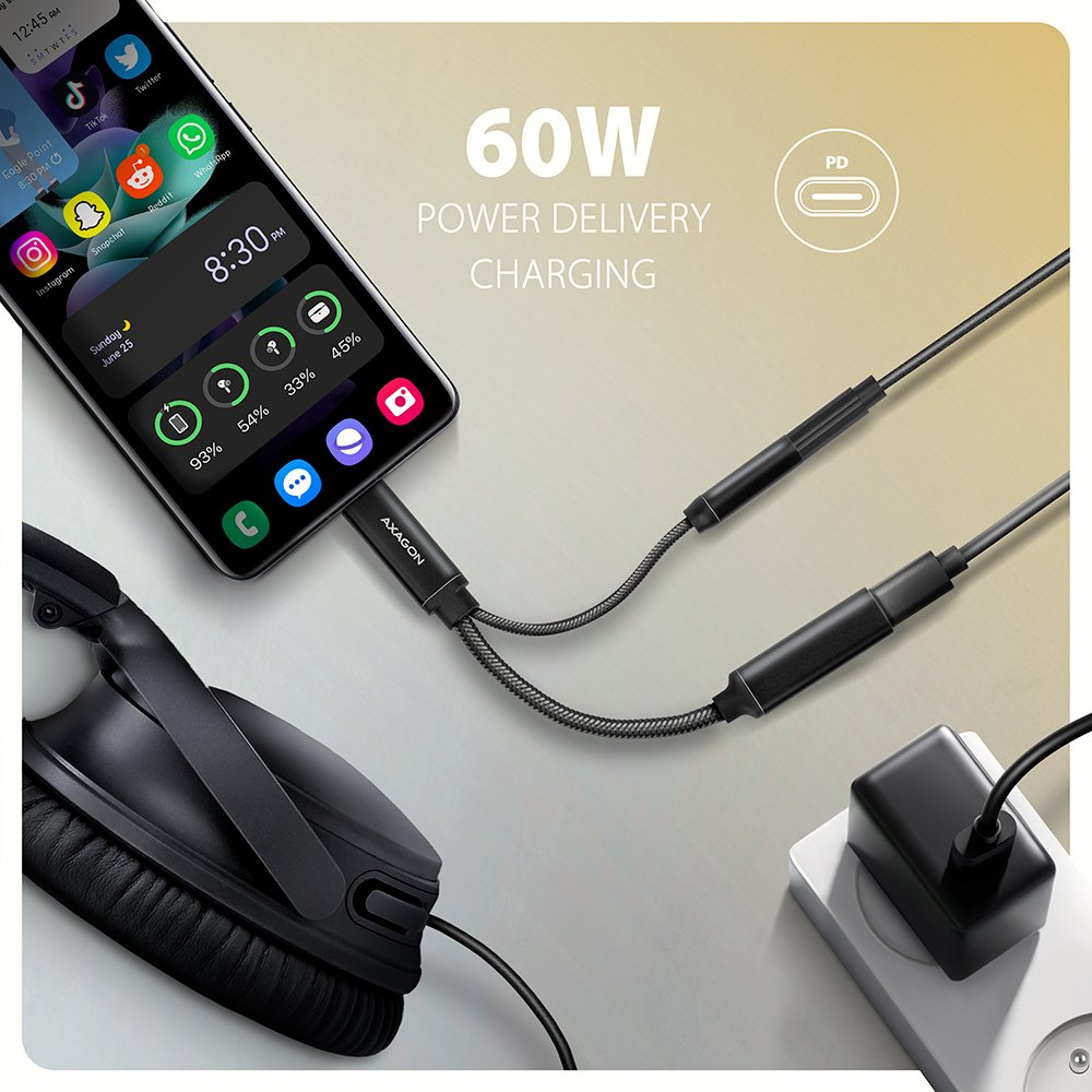 EAN 8595247908759 - Axagon ADA-HCPD cable de audio 0,1 m USB-C, 3.5 mm USB-C Negro imagen 6
