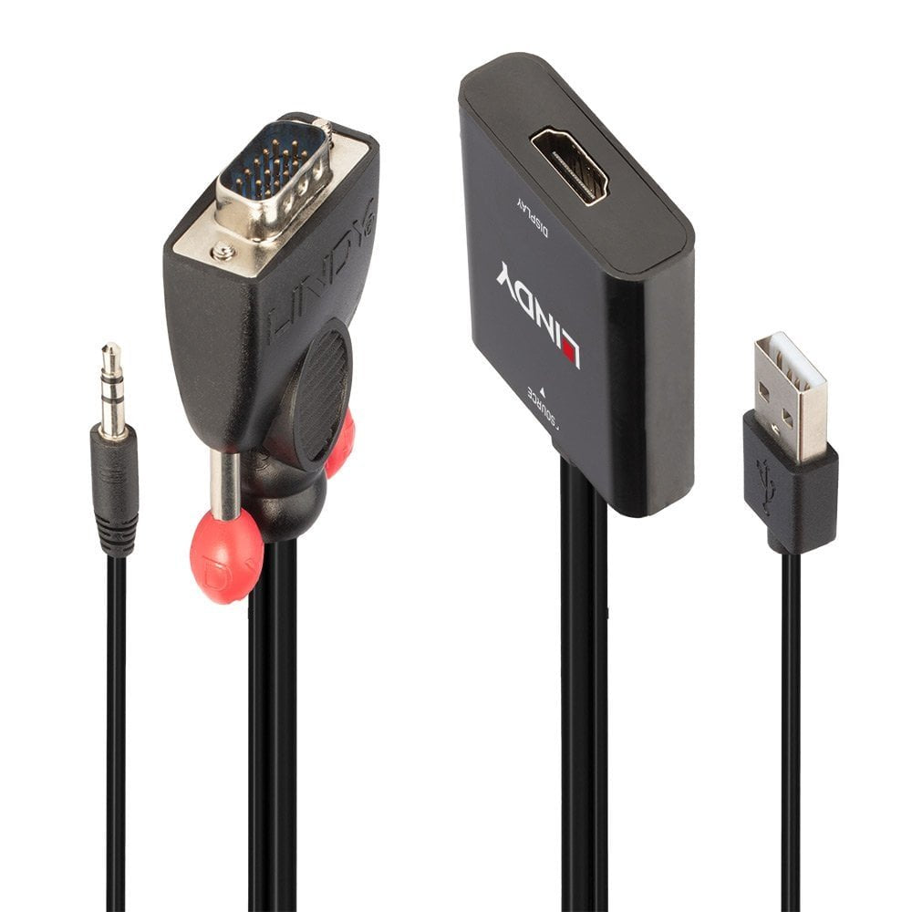 EAN 4002888382847 - Lindy 38284 adaptador de cable de vídeo VGA (D-Sub) + 3,5mm HDMI + USB Negro imagen 1
