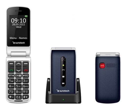 Telefono Senior Concha Sunstech Celt18bl P2.4 Usb Boton Sos Base Carga Fm Azul