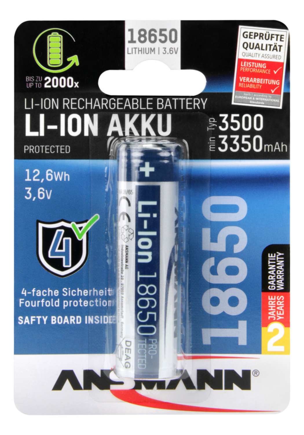 EAN 4013674118564 - Ansmann 1307-0001 pila doméstica Batería recargable 18650 Ión de litio imagen 1