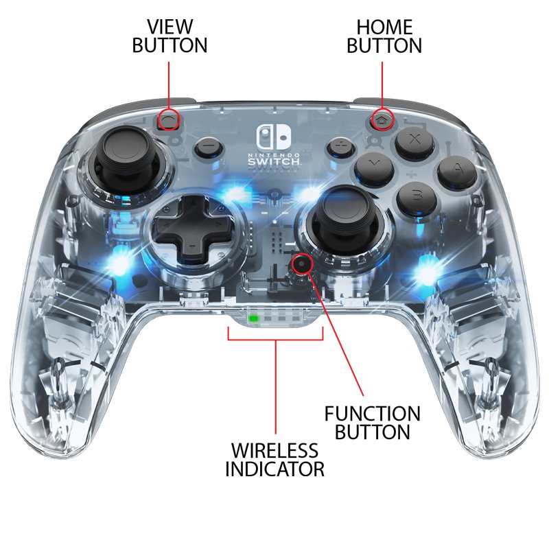 Pdp Nintendo Switch Controller Wireless Durchsichtig