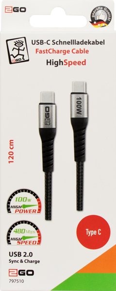 EAN 4010425975100 - 2GO 797510 cable USB USB 2.0 1,2 m USB C Negro, Plata imagen 2