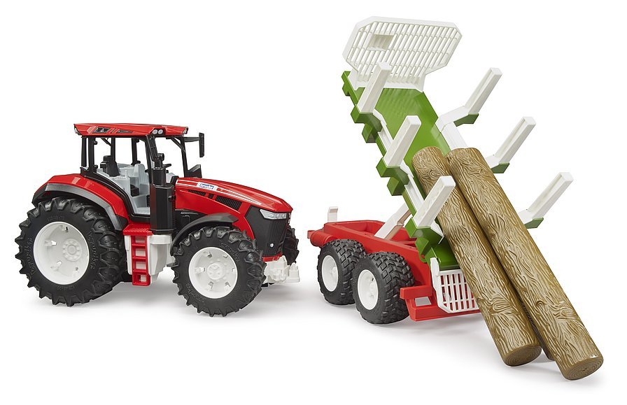 Brother Roadmax Tractor Con Un Remolque Trasero Y 3 Troncos De Árboles, Jugando Vehículo 03453