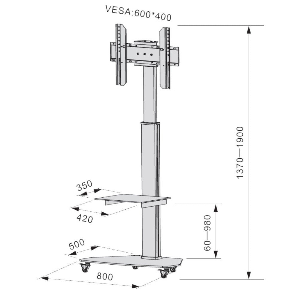 EAN 8051128108910 - Techly ICA-TR3WH soporte para pantalla de señalización 177,8 cm (70") Blanco imagen 3