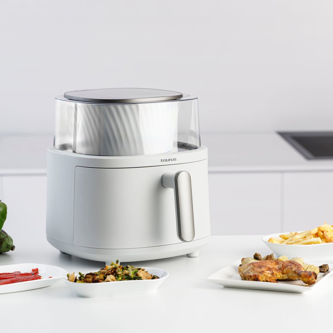 EAN 8414234739902 - Taurus Aero Crisp Spin Sencillo 6 L Independiente 1550 W Freidora de aire caliente Blanco imagen 3