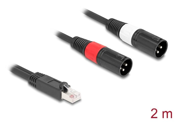 Delock Adaptercable Rj45 Stecker Zu 2 X Xlr 3 Pin Stecker Schwarz 2 M