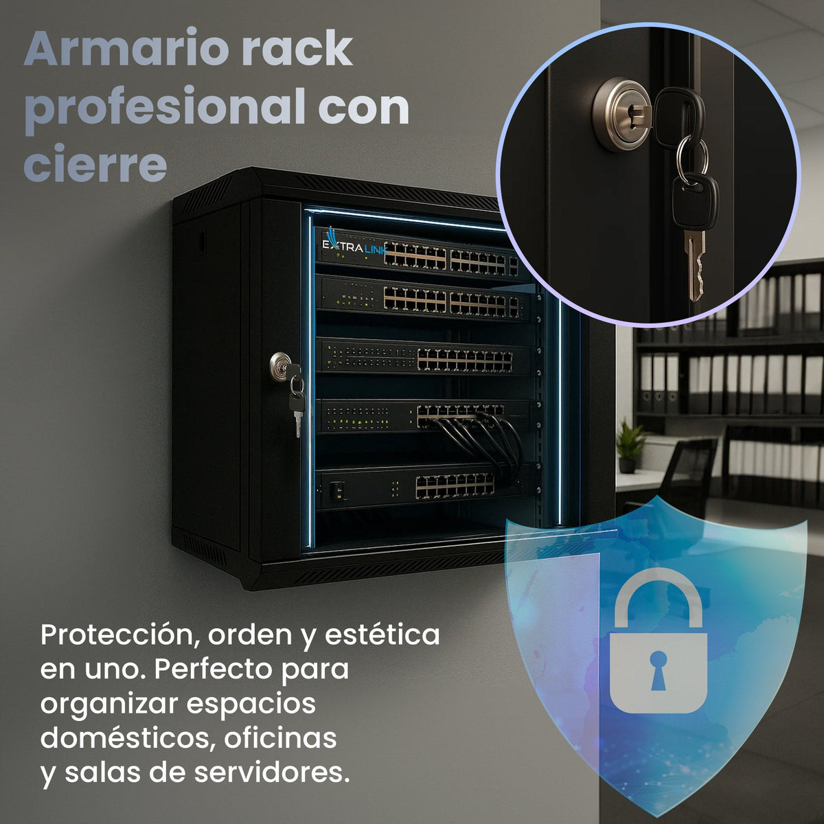 Lite 12u 530x400 Negro Rack-Armario Zur Montaje En Pared, Bandeja De Rack Im Lieferumfang Enthalten