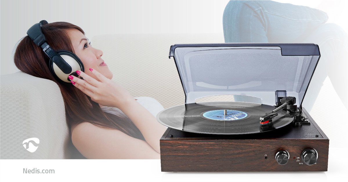 Nedis Tocadiscos 33 45 78 Rpm 18 W Conversión A Mp3 Abs Mdf Marrón