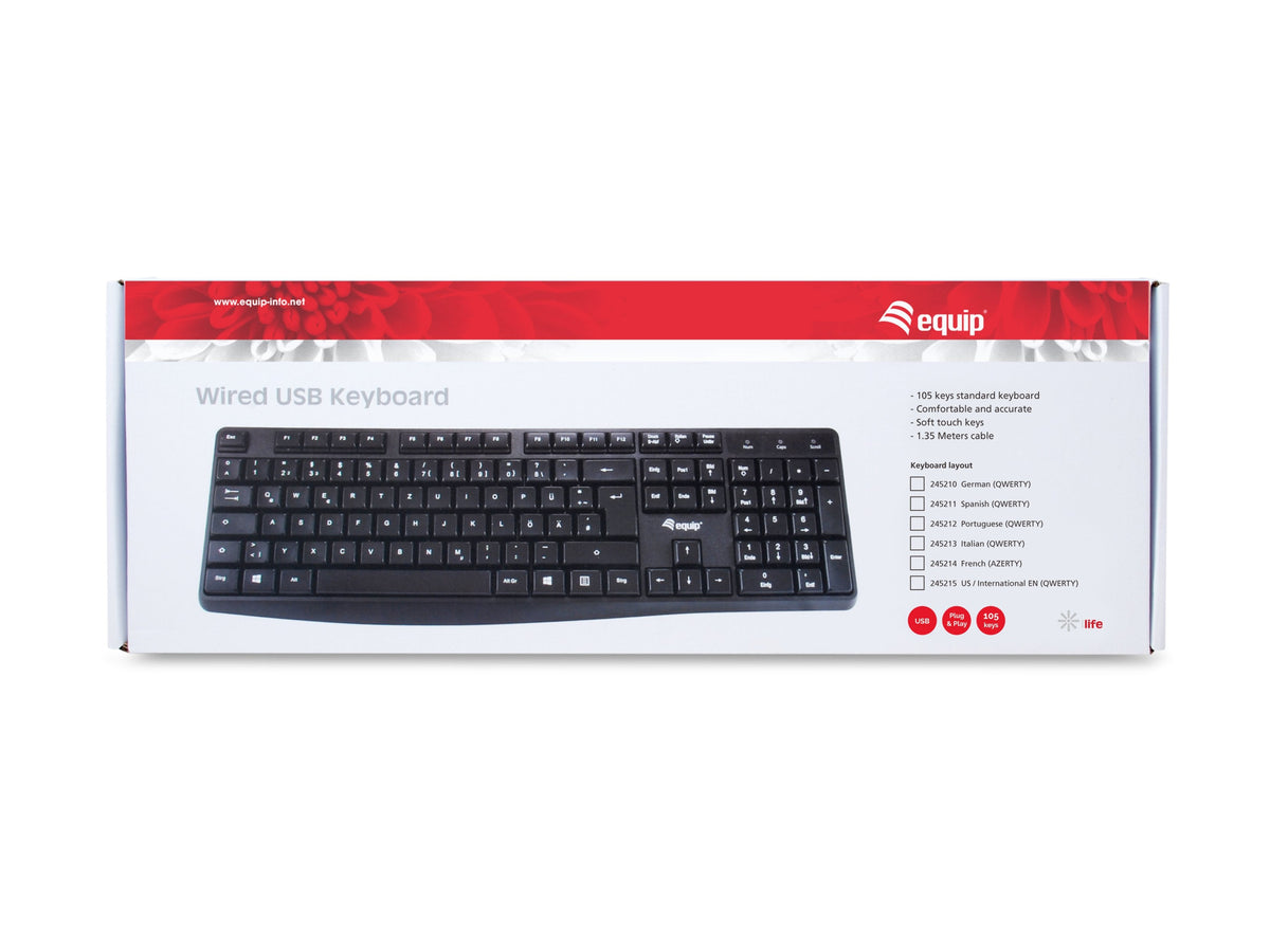 Equip Teclado Con Cable Us Negro 1.50m