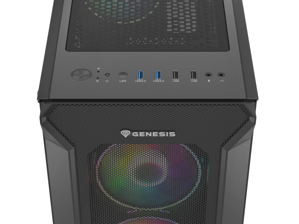 Caja Pc Gaming Genesis Irid 505 Argb Atx 2xusb 3.0 2xusb 2.0 S/F Cristal Templado