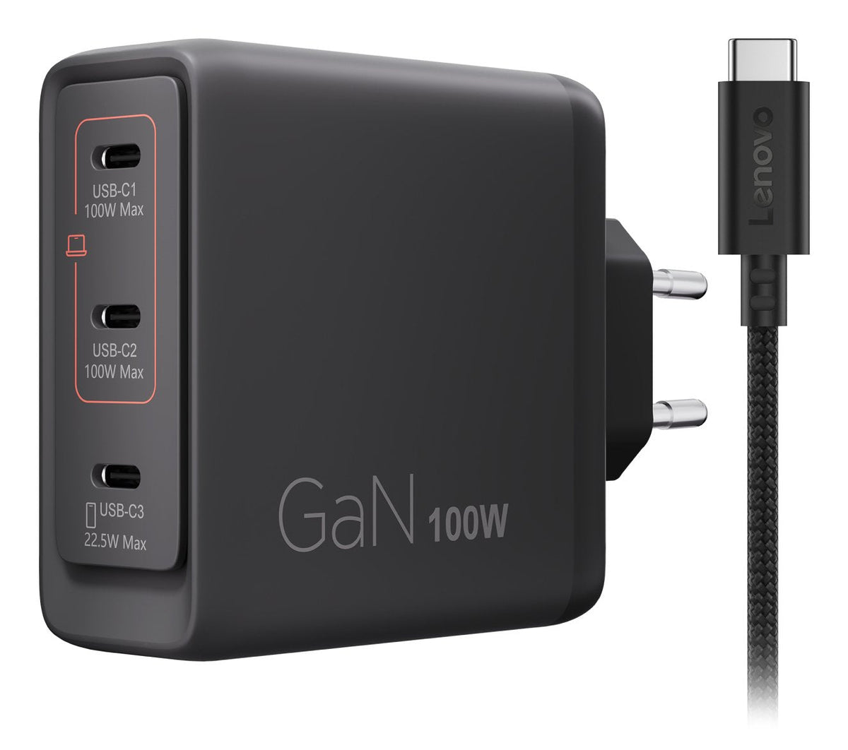 Lenovo 100w Gan 3 Ports Usb-C Triple Ac Adapter