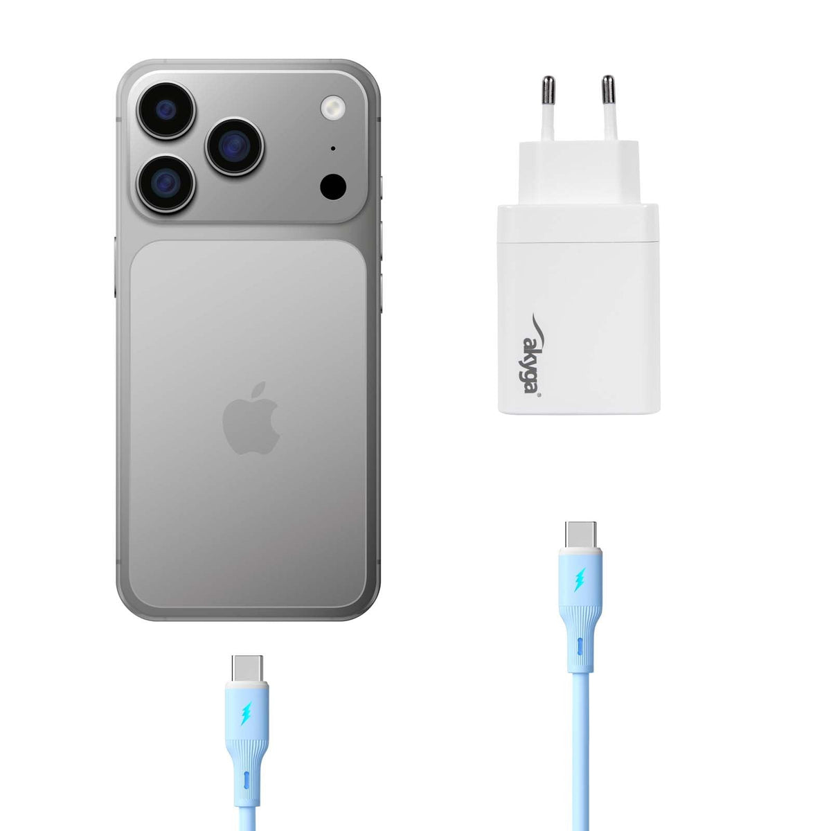 Akyga Wall Charger Ak-Ch-29 45w 2x Usb-C Pd Gan 5-20v 2.25-3a White