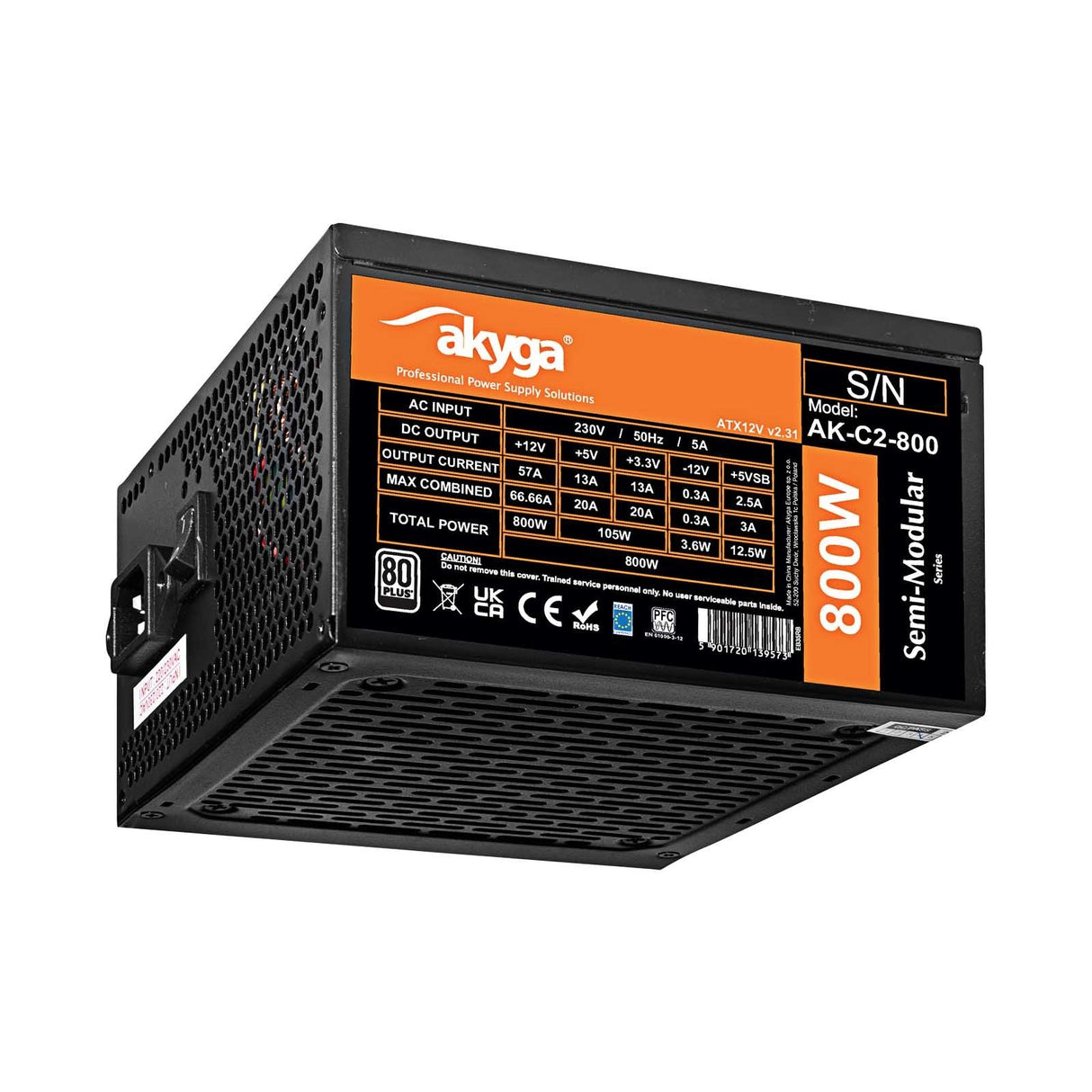 Akyga Ak-C2-800 Unidad De Fuente De Alimentación 800 W 20+4 Pin Atx Atx Negro