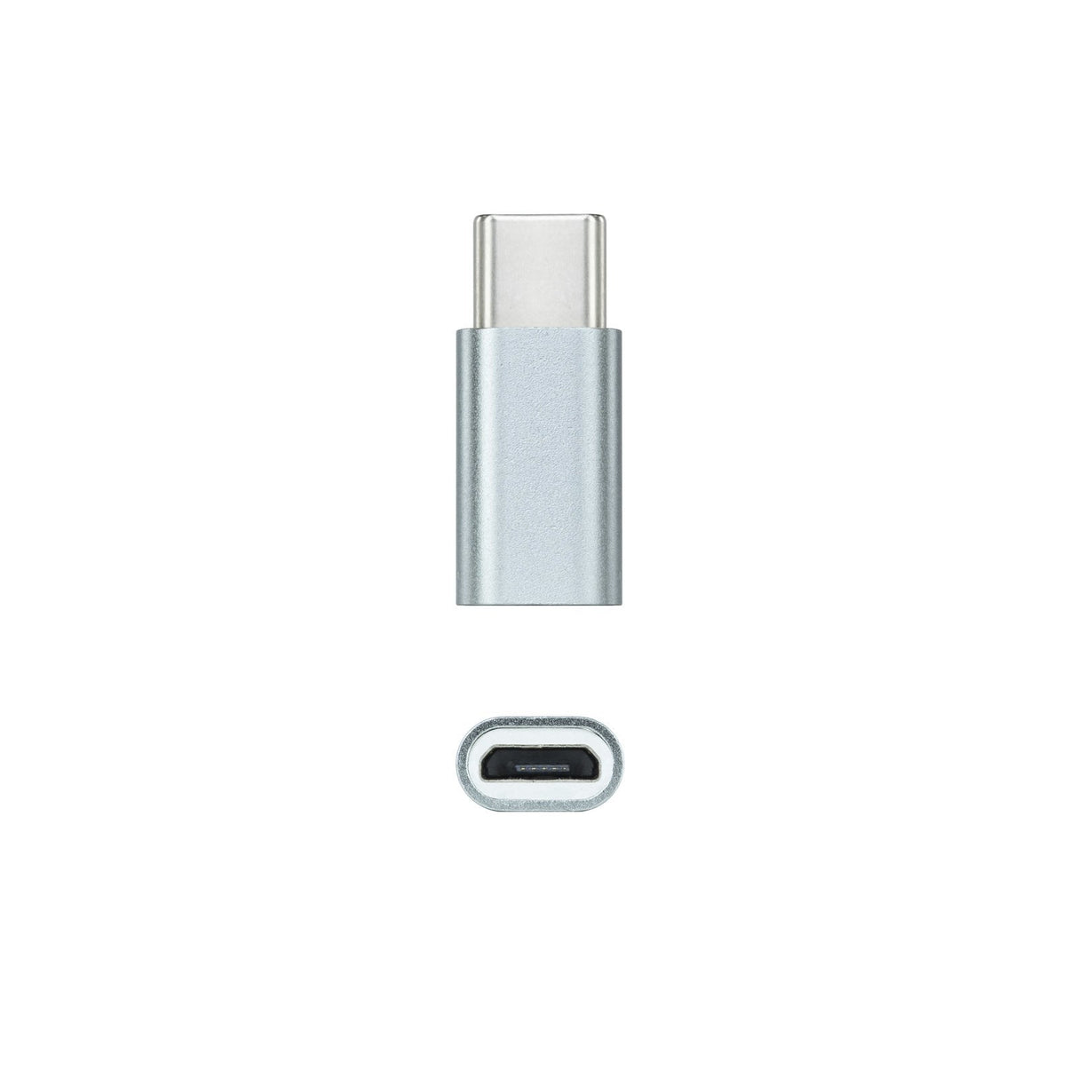Adaptador Usb-C/M A Micro Usb/H, Aluminio Gris