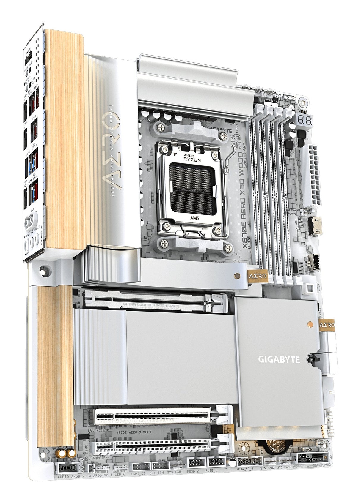 Placa Base Gigabyte X870e Aero X3d Wood Plateado