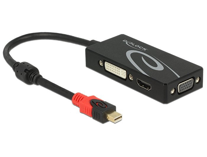 Delock Adapter Mini Displayport 1.2 Stecker > Vga Hdmi Dvi Buchse 4k Passiv Schwarz