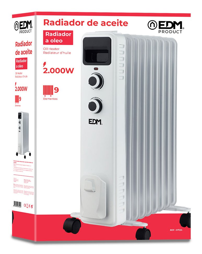 Radiador Aceite (9 Elementos) 2000w "Altura 60cm" Edm