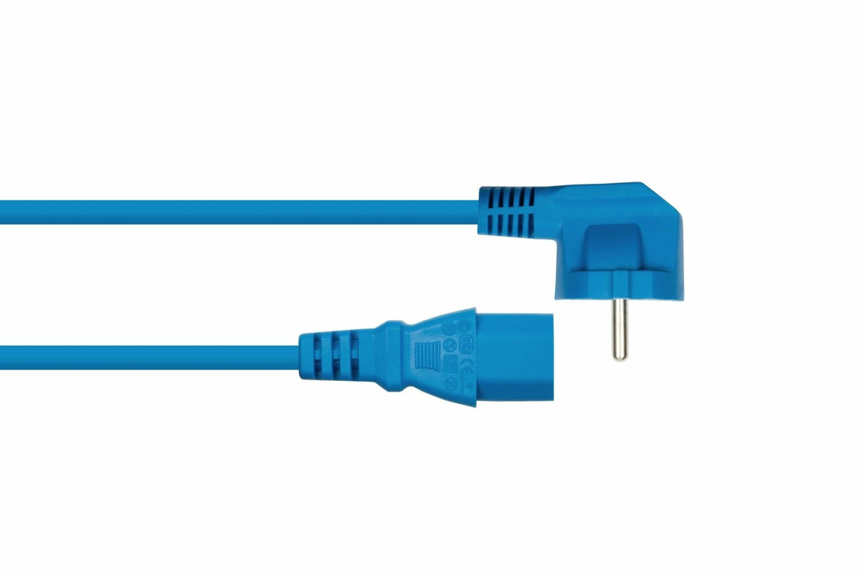 Cablemeimer Schutzkontakt-M. 90° Gew. An C13 Azul 3m