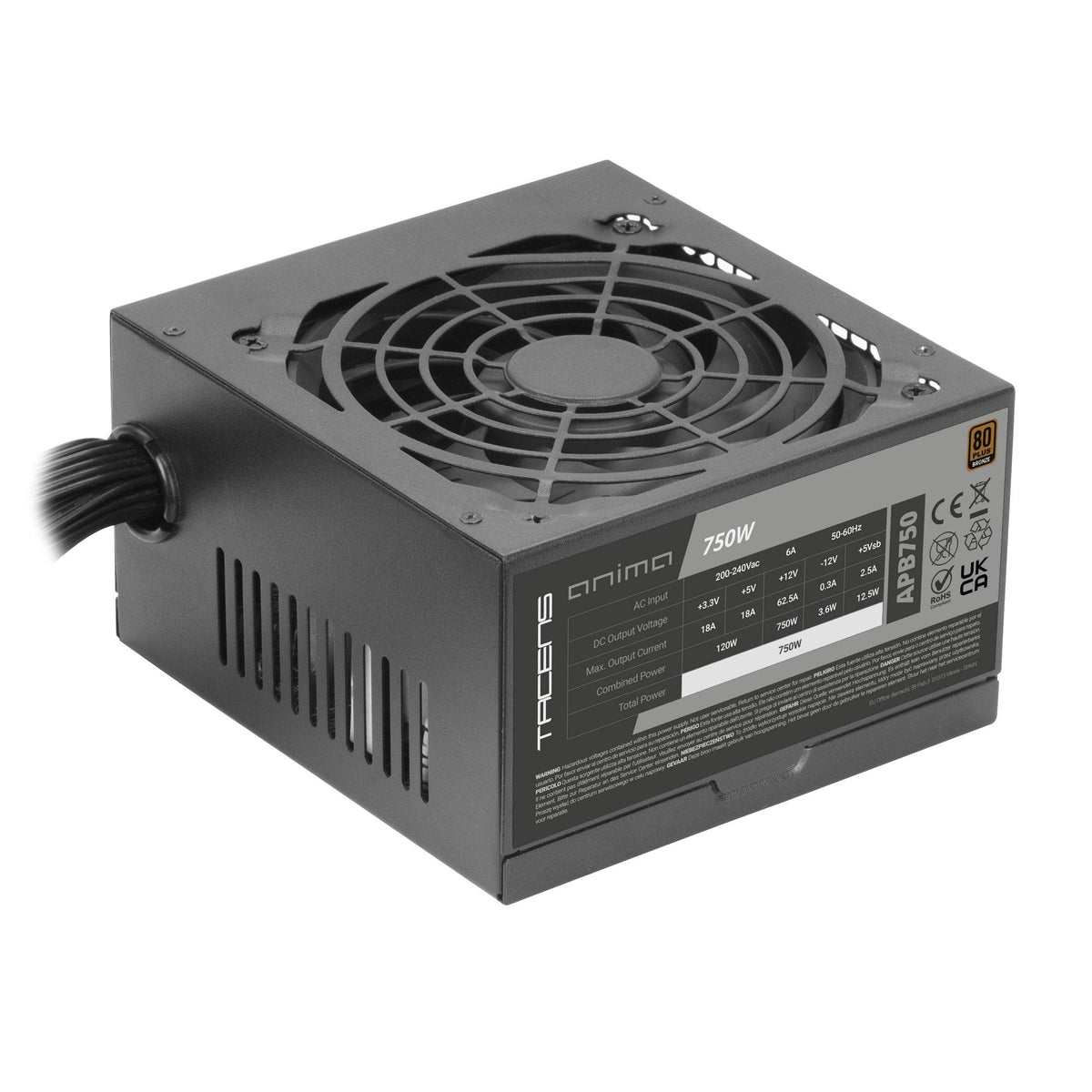 Fuente De Alimentacion Tacens Anima 750w Apb650 Atx 80 Plus Bronze Pfc Activo 14db 12cm Fan