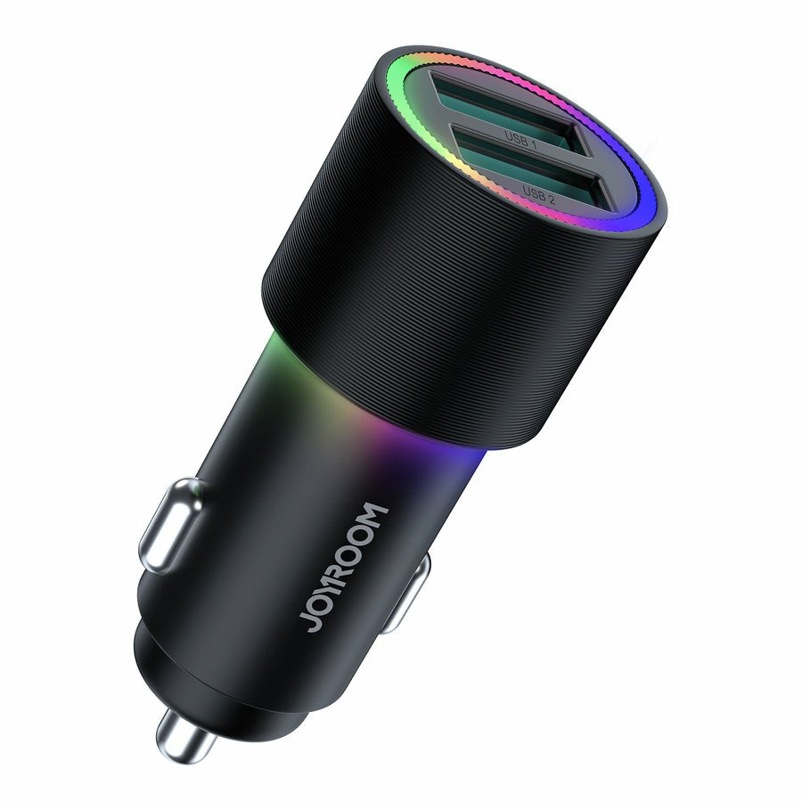 Joyroom Car Charger U+U, 24w, Led Light, Black (Jr-Cl10)