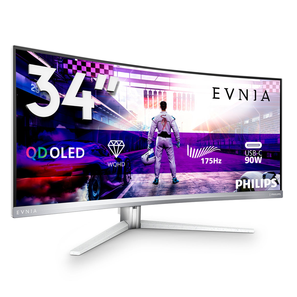 EAN 8712581798680 - Philips 34M2C8600/00 pantalla para PC 86,4 cm (34") 3440 x 1440 Pixeles Wide Quad HD OLED Blanco imagen 2
