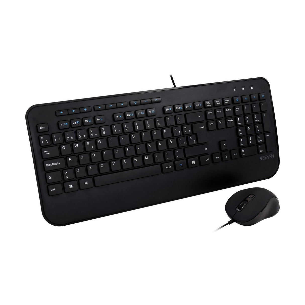 V7 Teclado Usb De Tamaño Completo Con Reposamuñecas Y Combo De Ratón Para Ambidiestros - Es