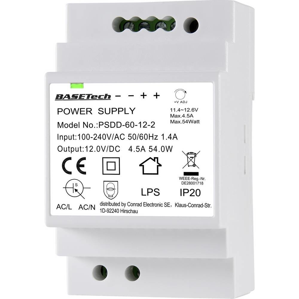 Basetech Bt-2250320 Fuente De Alimentación Para Carril Din Din-Rail 4.5 A Cantidad Salidas 2 X - 54 W