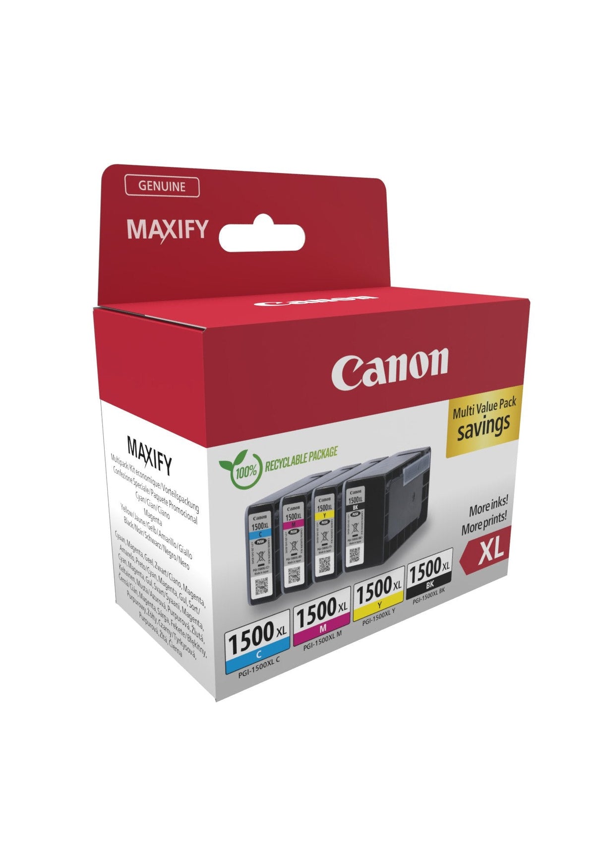 Canon Pgi1500xl Pack De 4 Cartuchos De Tinta Originales - 9182b004/9182b010