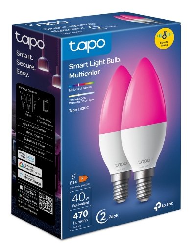 Bombilla Led Wifi Inteligente Tp-Link Tapo L530e Multicolor Rgb+W Pack 2 E27 Regulable Compatible