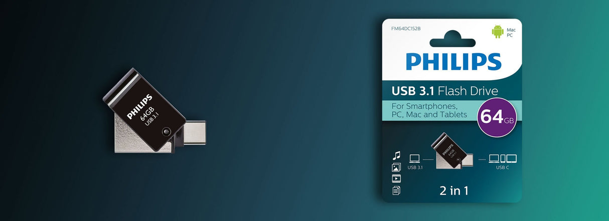 EAN 8720039510739 - Philips FM64DC152B/00 unidad flash USB 64 GB USB Tipo C 3.2 Gen 1 (3.1 Gen 1) Negro imagen 2
